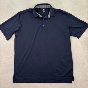 FootJoy FJ Mens XL Golf Polo Shirt TPC Sugarloaf Navy Stripe Trim Casual Preppy